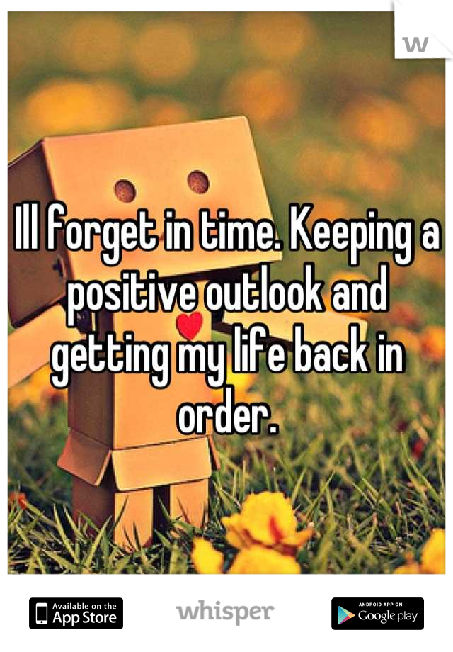 Ill forget in time. Keeping a positive outlook and getting my life back in order.