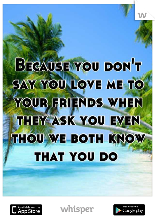 Because you don't say you love me to your friends when they ask you even thou we both know that you do 