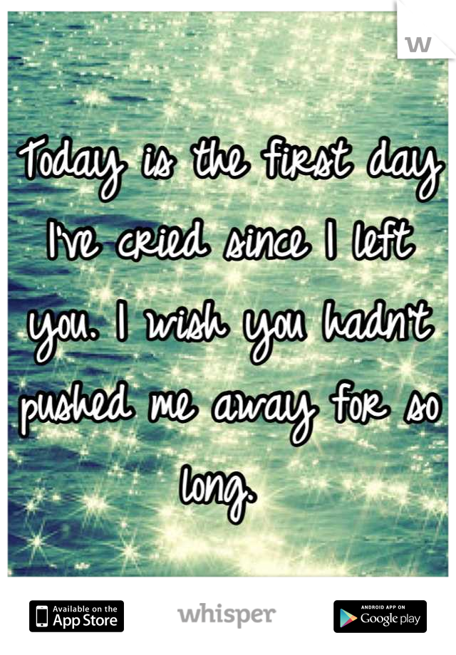 Today is the first day I've cried since I left you. I wish you hadn't pushed me away for so long. 