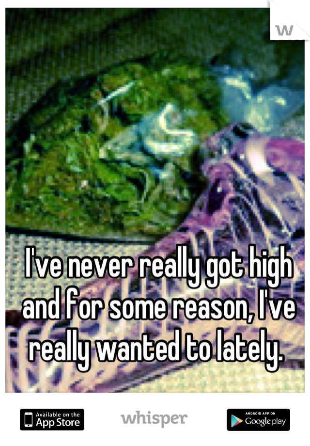 I've never really got high and for some reason, I've really wanted to lately. 