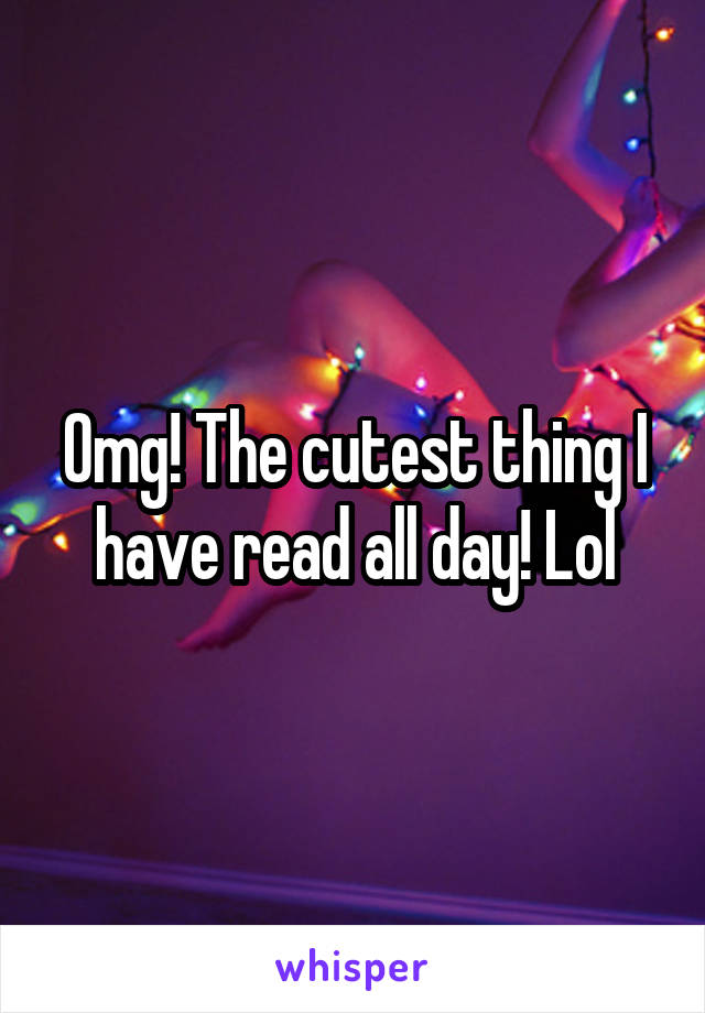 Omg! The cutest thing I have read all day! Lol