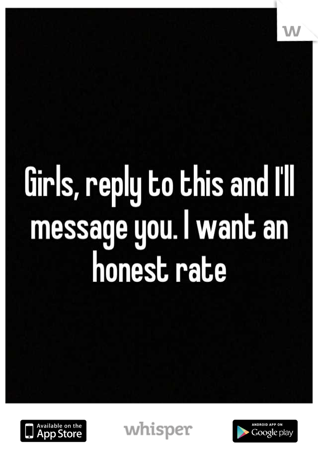 Girls, reply to this and I'll message you. I want an honest rate