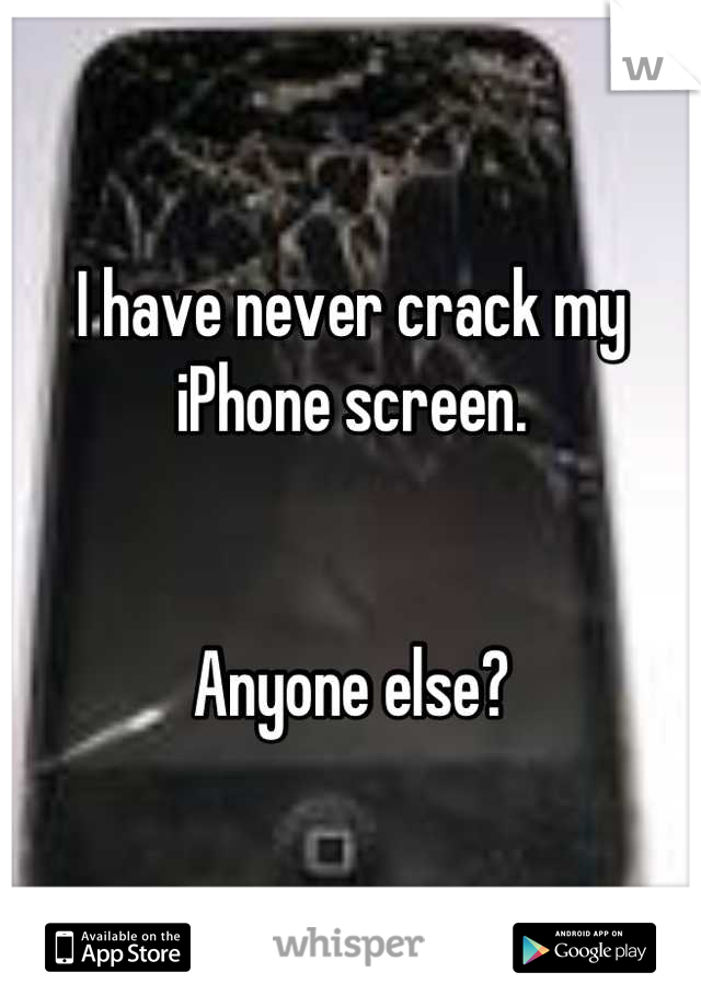 I have never crack my iPhone screen.


Anyone else?