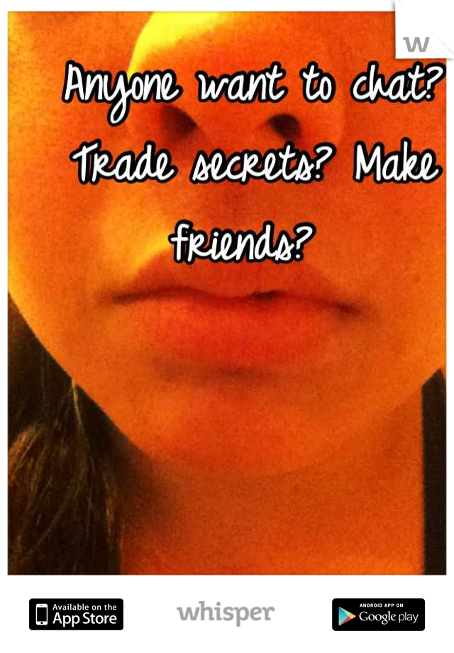 Anyone want to chat? Trade secrets? Make friends? 