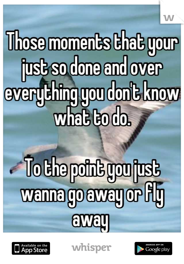 Those moments that your just so done and over everything you don't know what to do.

To the point you just wanna go away or fly away 