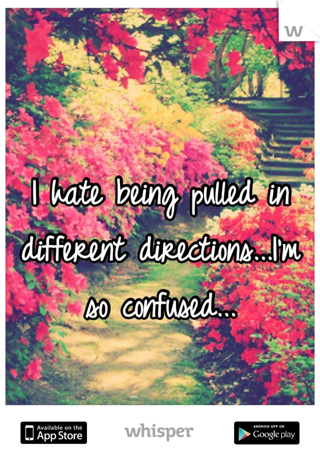 I hate being pulled in different directions...I'm so confused...