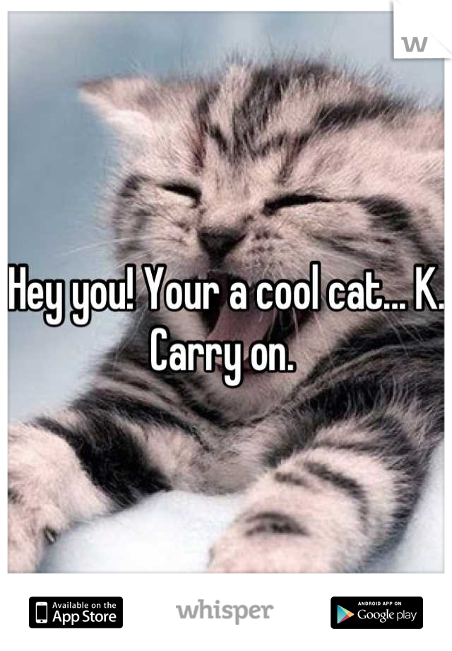 Hey you! Your a cool cat... K. Carry on. 