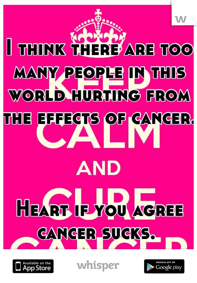 I think there are too many people in this world hurting from the effects of cancer. 



Heart if you agree cancer sucks. 