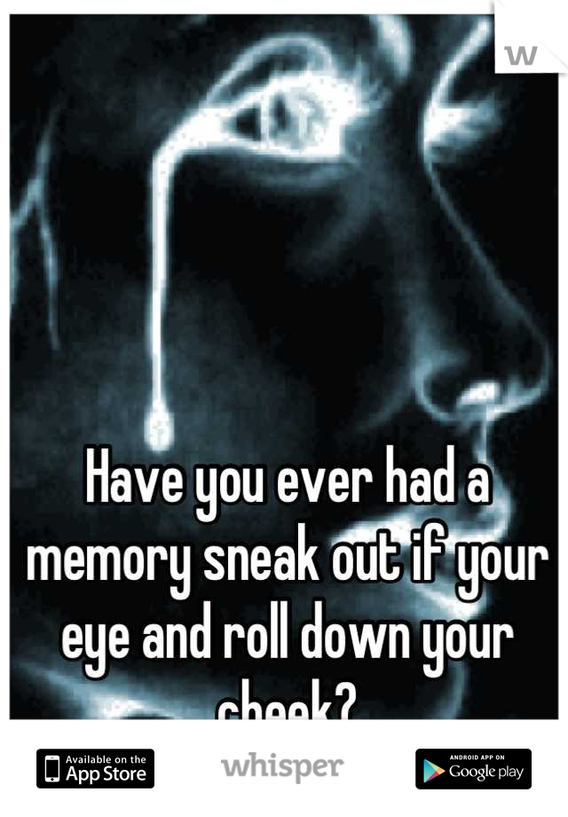 


Have you ever had a memory sneak out if your eye and roll down your cheek?