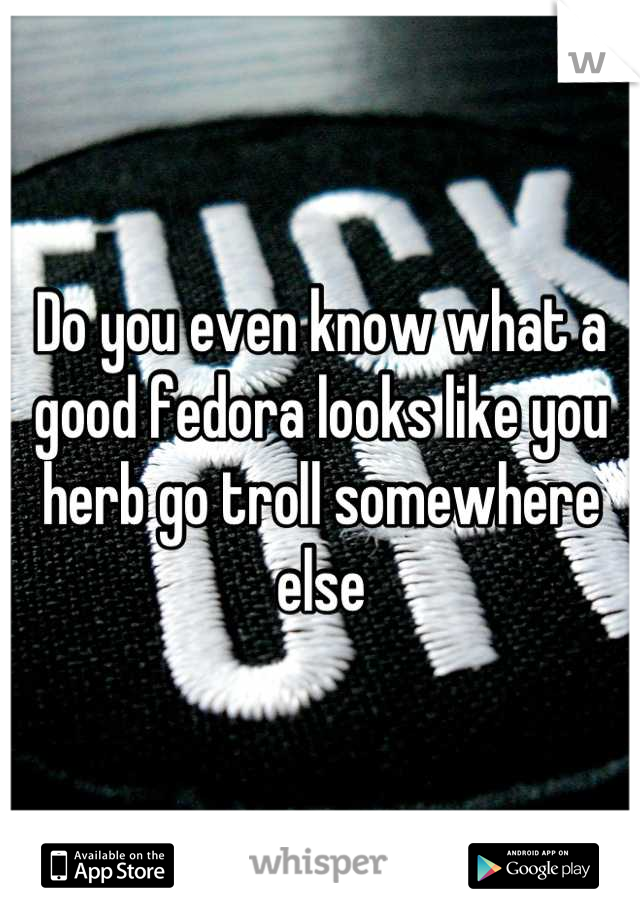 Do you even know what a good fedora looks like you herb go troll somewhere else