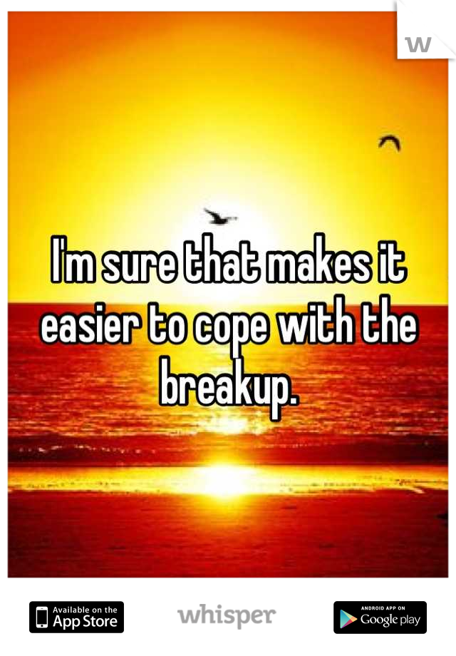 I'm sure that makes it easier to cope with the breakup.