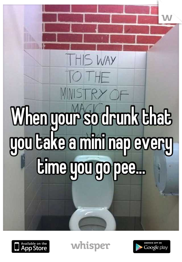 
When your so drunk that you take a mini nap every time you go pee...