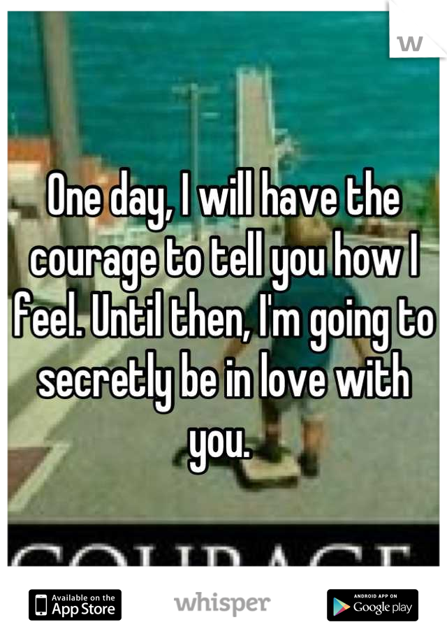One day, I will have the courage to tell you how I feel. Until then, I'm going to secretly be in love with you. 