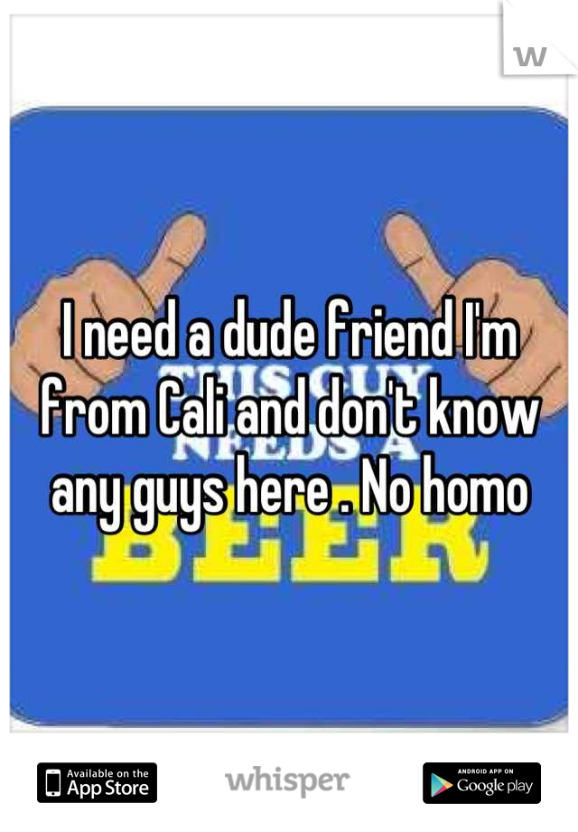 I need a dude friend I'm from Cali and don't know any guys here . No homo