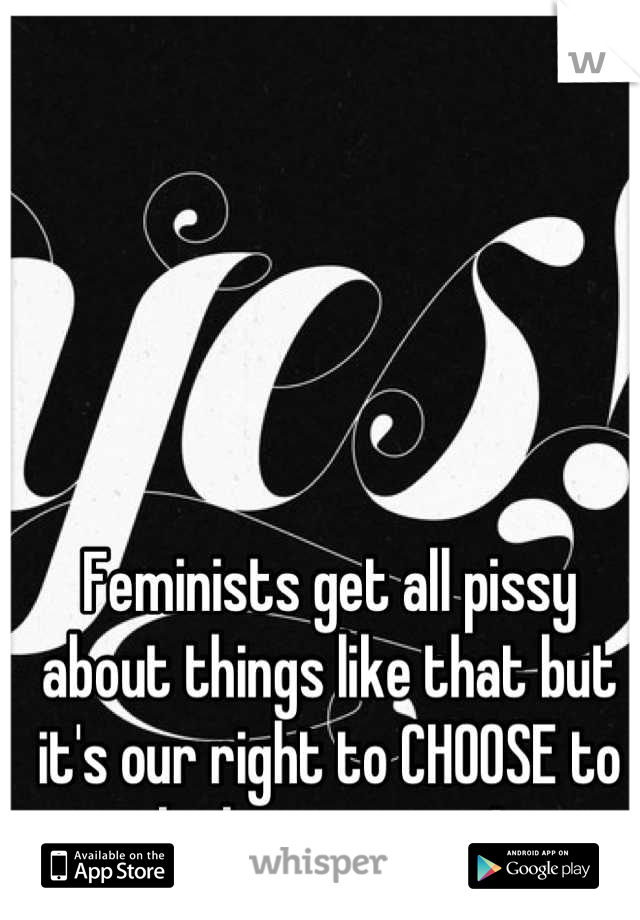 Feminists get all pissy about things like that but it's our right to CHOOSE to be housewives!