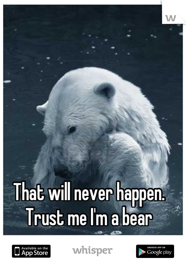 That will never happen. Trust me I'm a bear