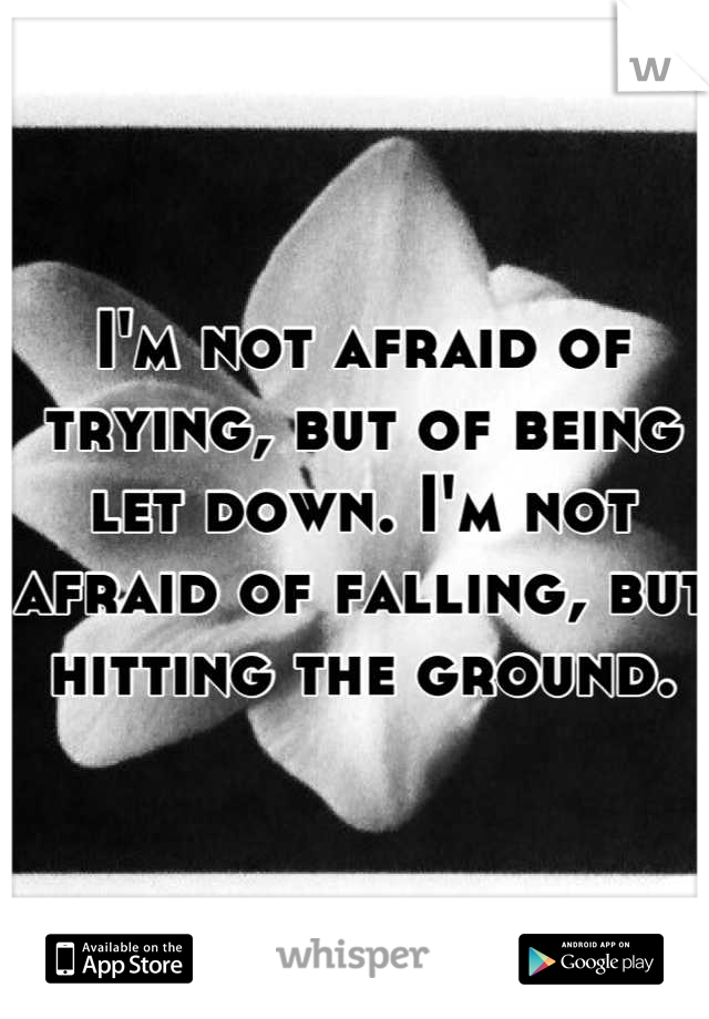 I'm not afraid of trying, but of being let down. I'm not afraid of falling, but hitting the ground.