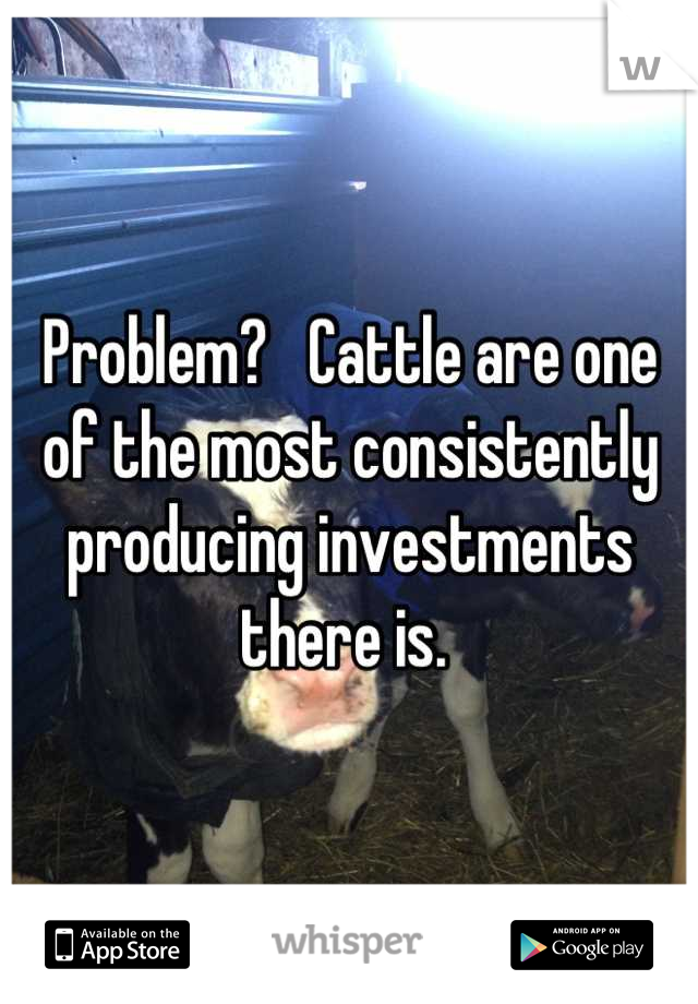 Problem?   Cattle are one of the most consistently producing investments there is. 