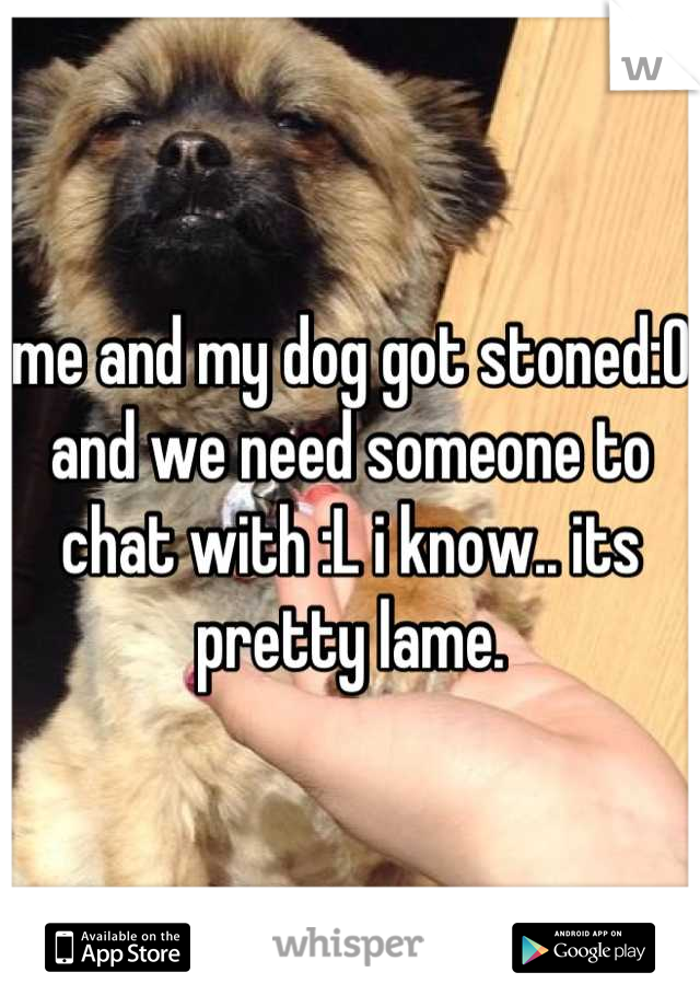me and my dog got stoned:0 and we need someone to chat with :L i know.. its pretty lame.