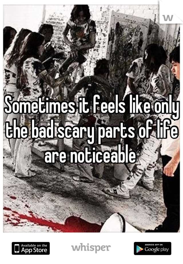 Sometimes it feels like only the bad scary parts of life are noticeable 