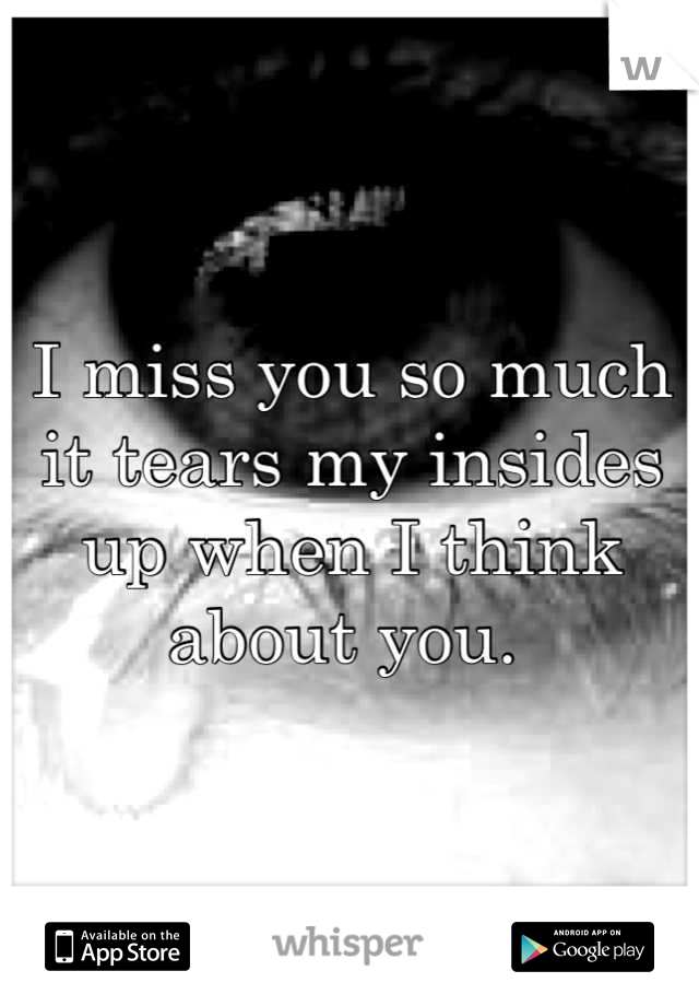 I miss you so much it tears my insides up when I think about you. 