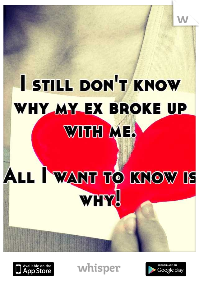 I still don't know why my ex broke up with me.

All I want to know is why!