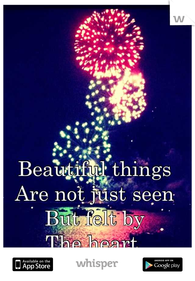 Beautiful things
Are not just seen
But felt by
The heart 