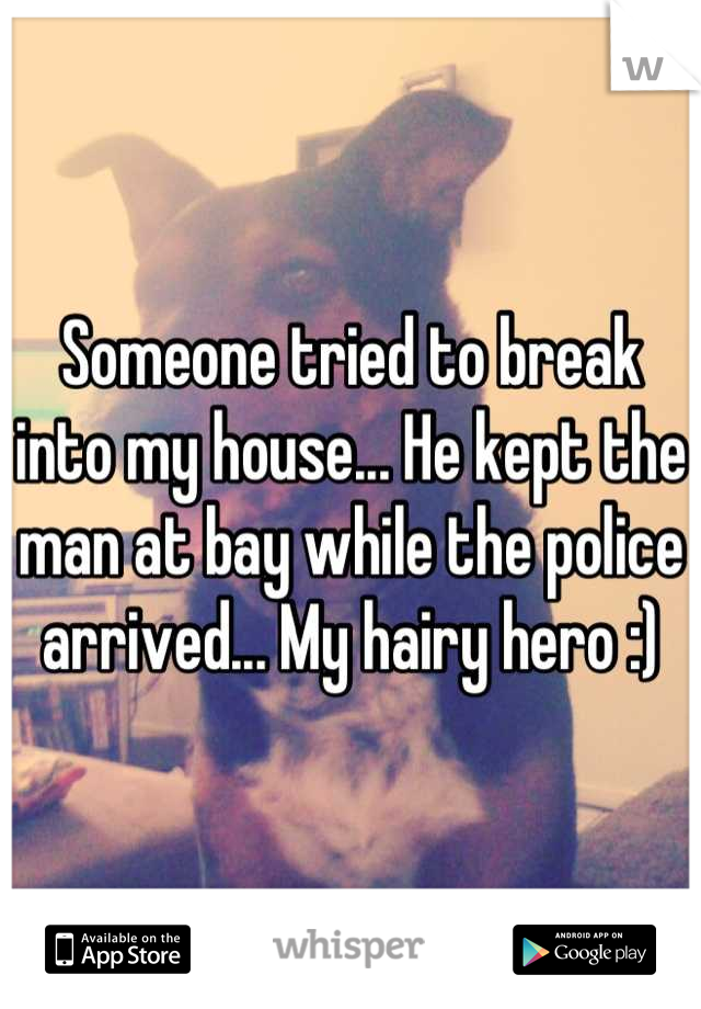 Someone tried to break into my house... He kept the man at bay while the police arrived... My hairy hero :)