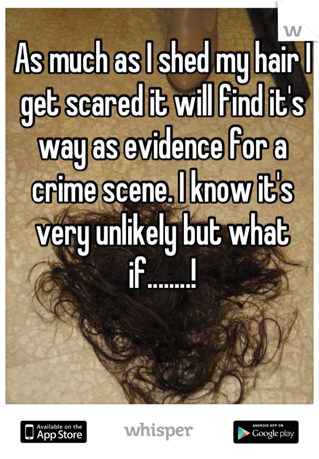 As much as I shed my hair I get scared it will find it's way as evidence for a crime scene. I know it's very unlikely but what if........!