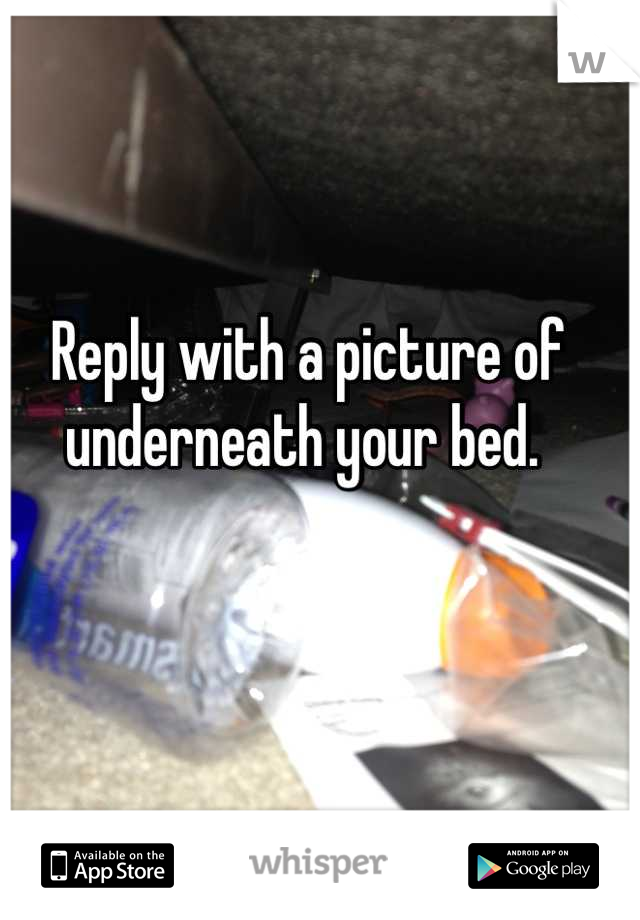 Reply with a picture of underneath your bed. 