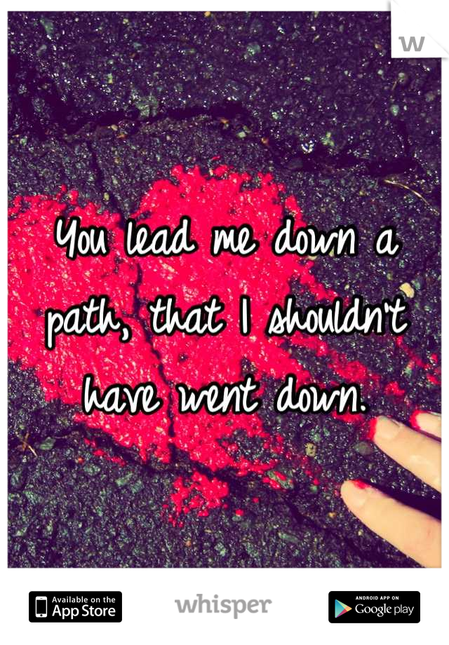 You lead me down a path, that I shouldn't have went down.
