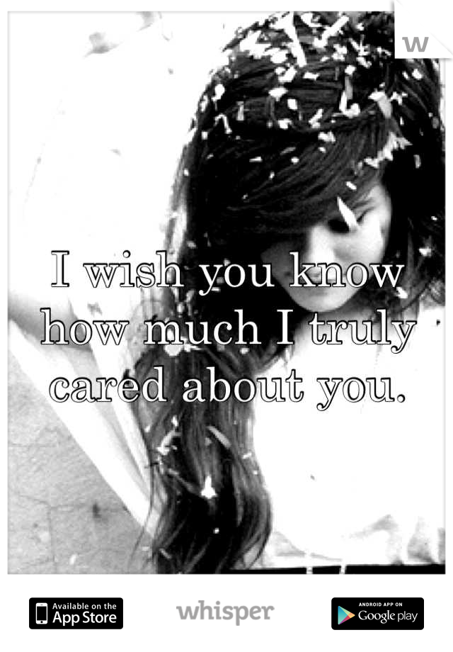 I wish you know how much I truly cared about you.