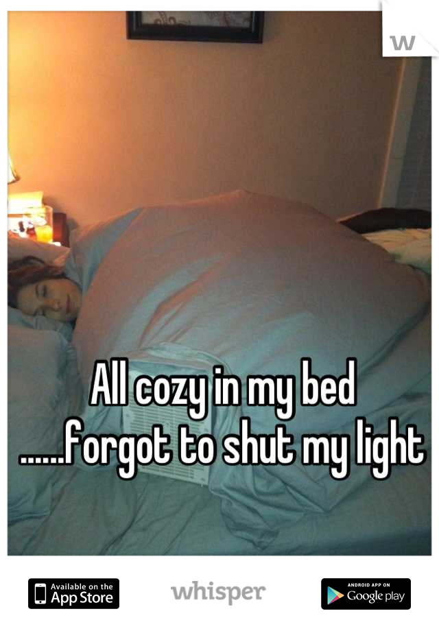 All cozy in my bed
......forgot to shut my light
