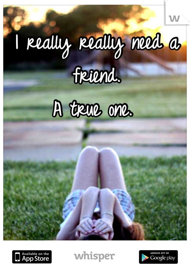 I really really need a friend. 
A true one. 
