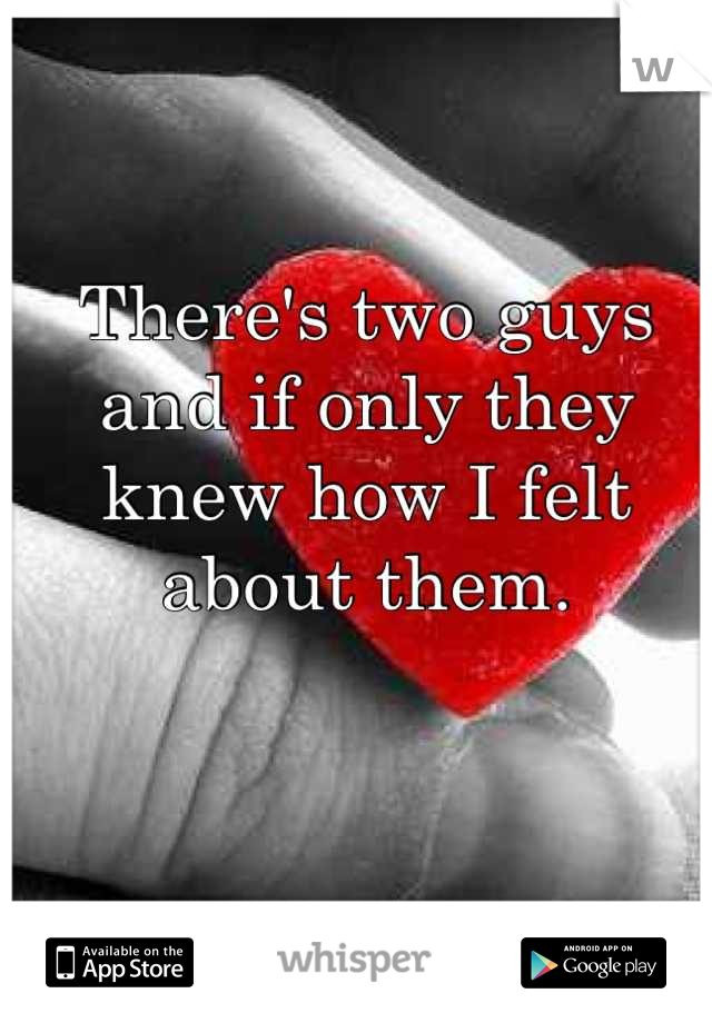 There's two guys and if only they knew how I felt about them.