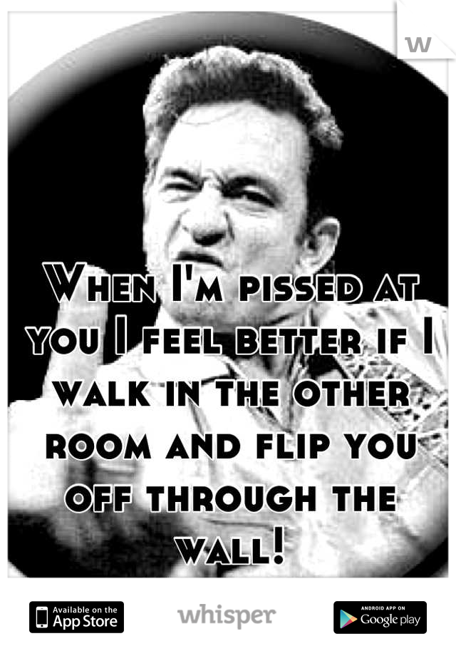 When I'm pissed at you I feel better if I walk in the other room and flip you off through the wall!