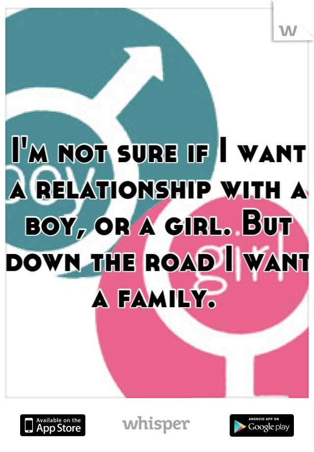 I'm not sure if I want a relationship with a boy, or a girl. But down the road I want a family. 