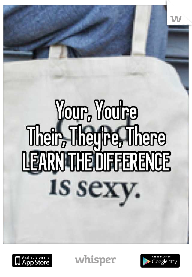 Your, You're
Their, They're, There
LEARN THE DIFFERENCE