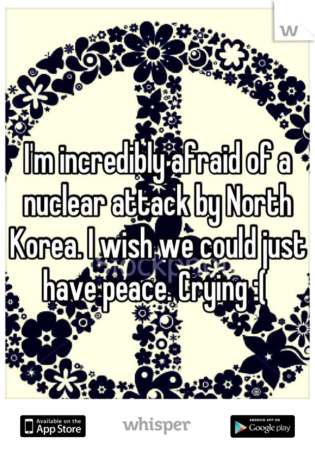 I'm incredibly afraid of a nuclear attack by North Korea. I wish we could just have peace. Crying :( 