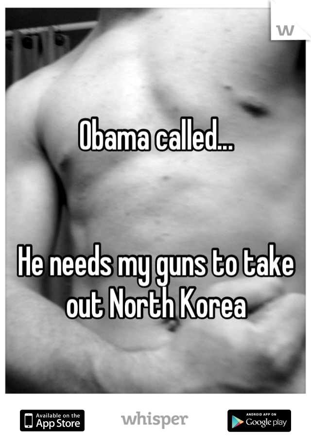 Obama called...


He needs my guns to take out North Korea