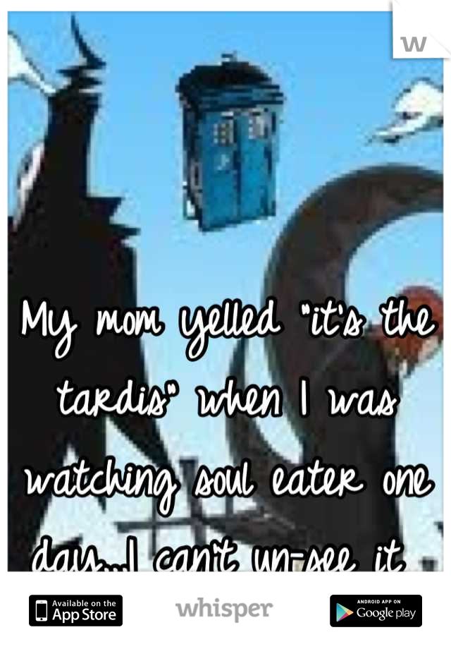 My mom yelled "it's the tardis" when I was watching soul eater one day...I can't un-see it 