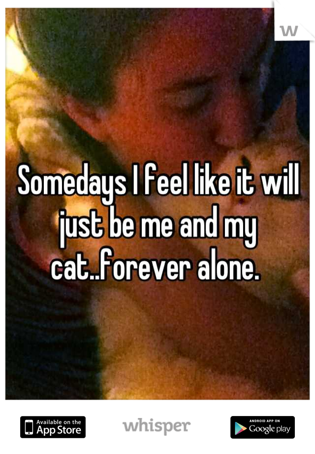 Somedays I feel like it will just be me and my cat..forever alone. 
