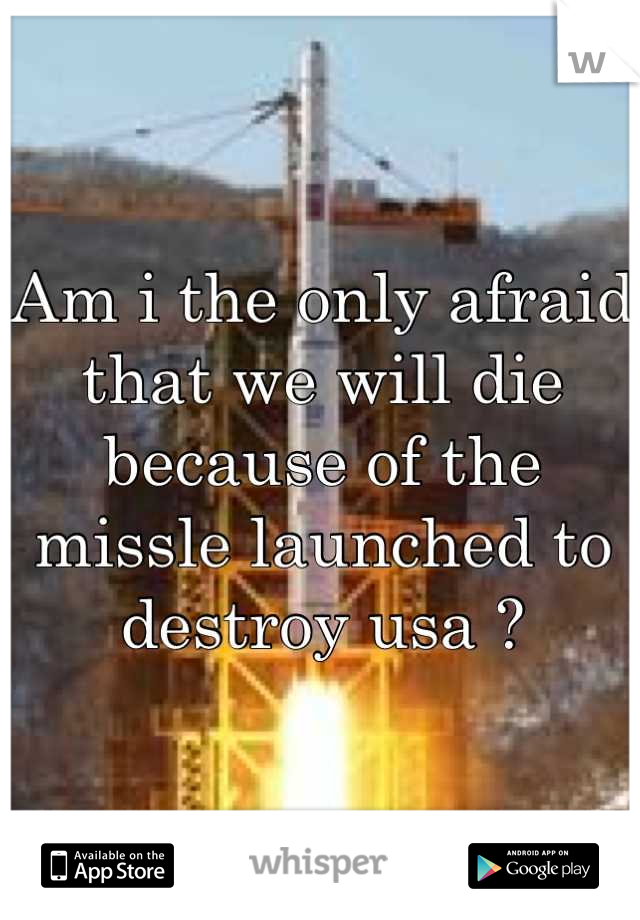 Am i the only afraid that we will die because of the missle launched to destroy usa ?