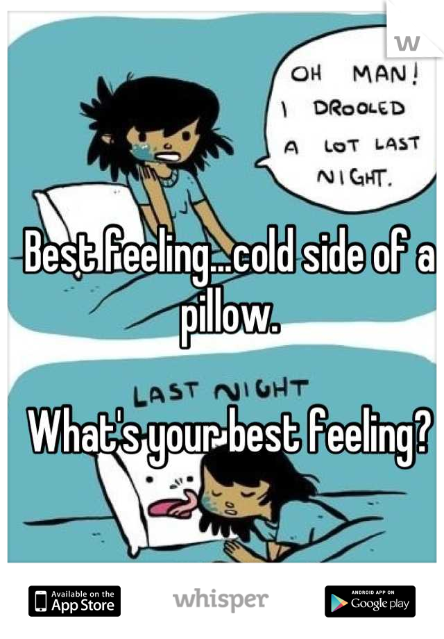 Best feeling...cold side of a pillow.

What's your best feeling?