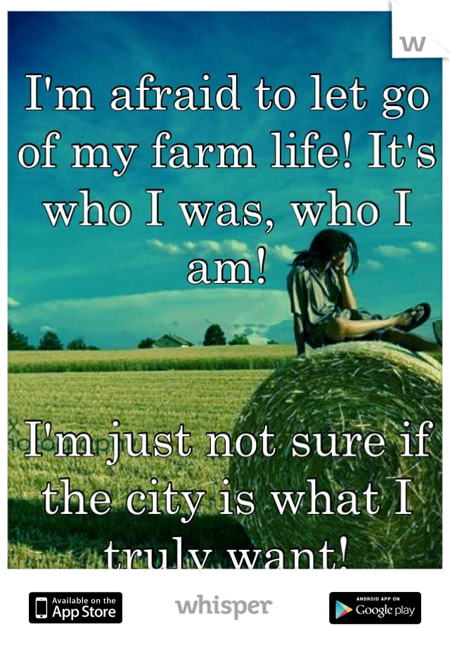 I'm afraid to let go of my farm life! It's who I was, who I am! 


I'm just not sure if the city is what I truly want!