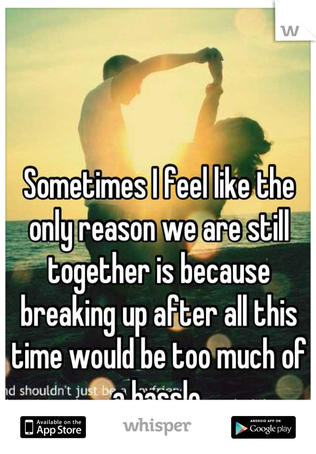 Sometimes I feel like the only reason we are still together is because breaking up after all this time would be too much of a hassle.
