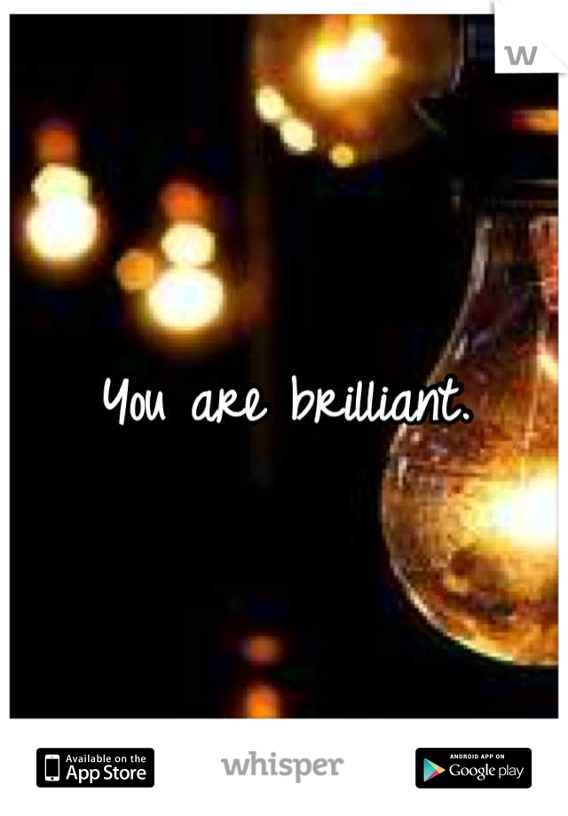 You are brilliant.
