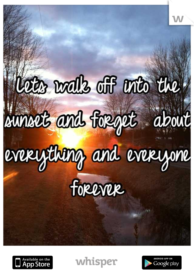Lets walk off into the sunset and forget  about everything and everyone forever
