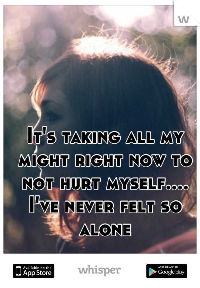 It's taking all my might right now to not hurt myself.... I've never felt so alone