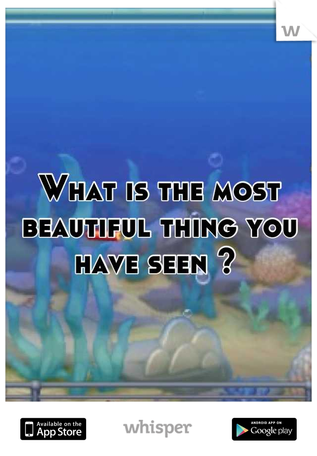 What is the most beautiful thing you have seen ? 